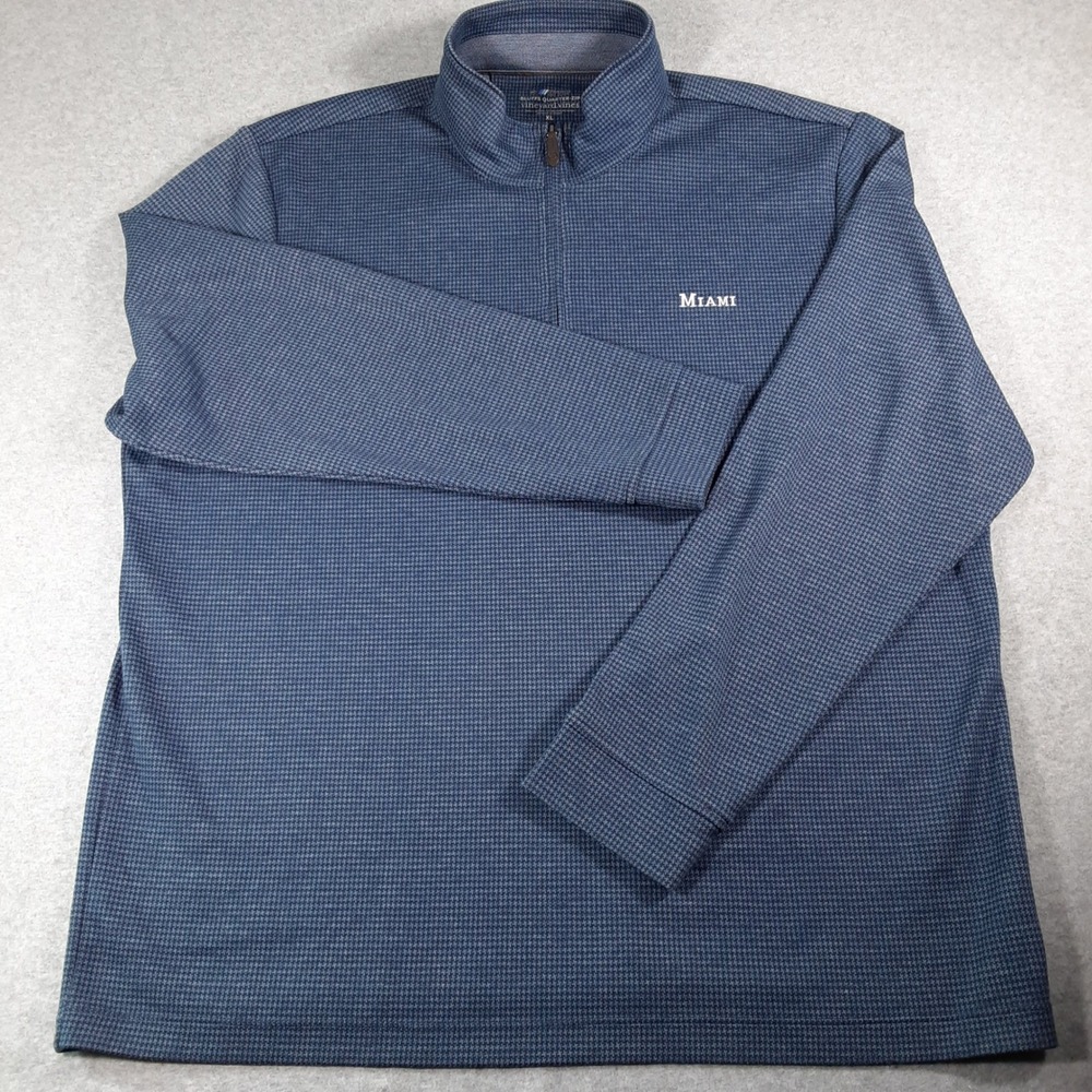 Vineyard Vines OTG Bluffs Quarter-Zip Blue Houndstooth Pullover XL ** Miami**